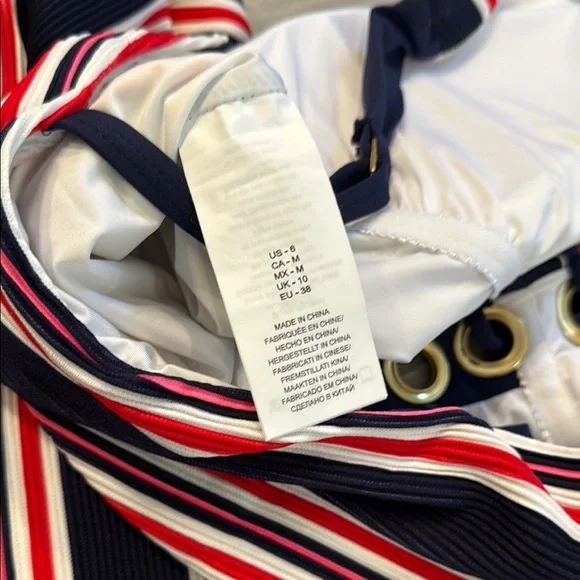 La Blanca Tankini Striped Swimsuit with Lace-Up Detail, size 6 - Picture 8 of 8